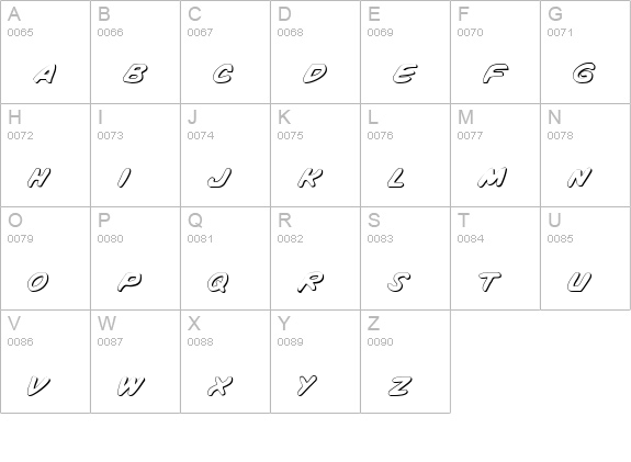 Vigilante Notes Shadow uppercase A-Z preview