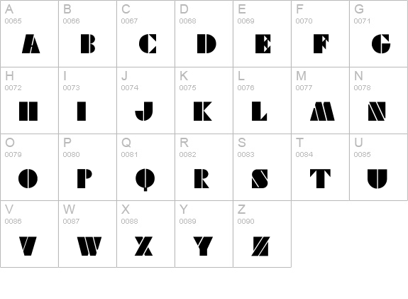 Viking Stencil uppercase A-Z preview