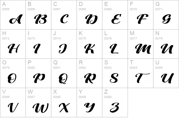 Viksi Script uppercase A-Z preview
