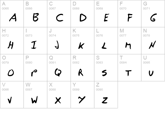 VincentsHand uppercase A-Z preview