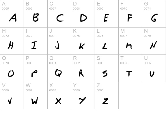 VincentsHand Regular uppercase A-Z preview