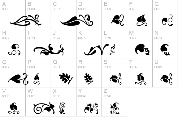 VineLeaves2BH uppercase A-Z preview