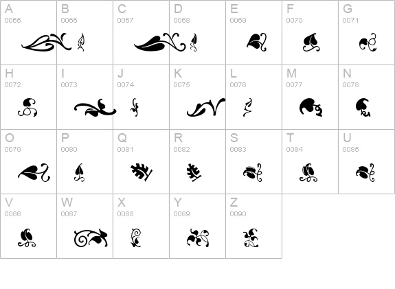 VineLeaves2CH uppercase A-Z preview