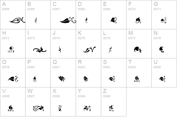 VineLeaves2XH uppercase A-Z preview