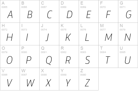 Vinkel Extra Light Italic uppercase A-Z preview