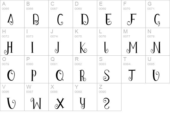 VINTAGEOS VAIN SERIF uppercase A-Z preview