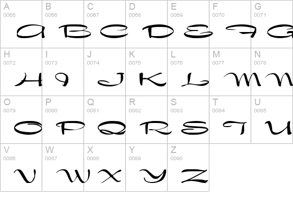 Violett uppercase A-Z preview