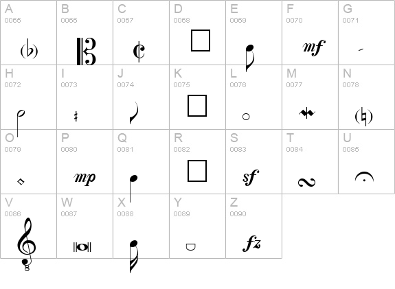 Violine uppercase A-Z preview