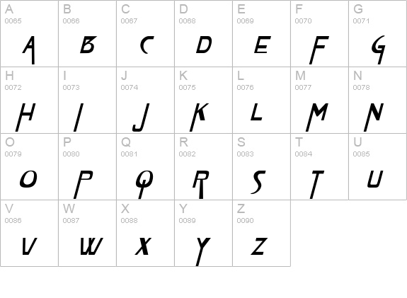 VireoFont Bold Italic uppercase A-Z preview