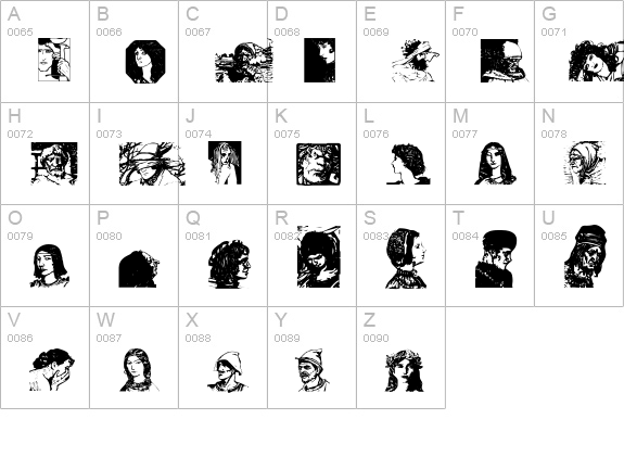 Visage uppercase A-Z preview