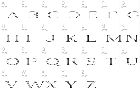 Viva Std Light ExtraExtended uppercase A-Z preview