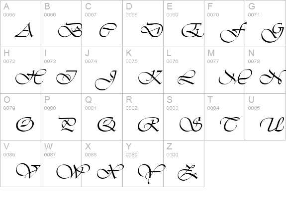Vivaldi ICG uppercase A-Z preview