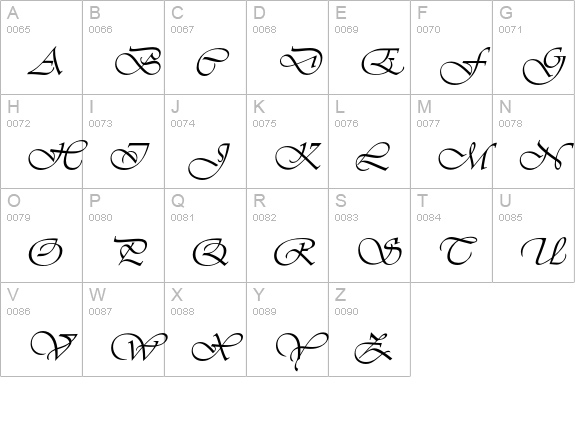 VivaldiEF uppercase A-Z preview