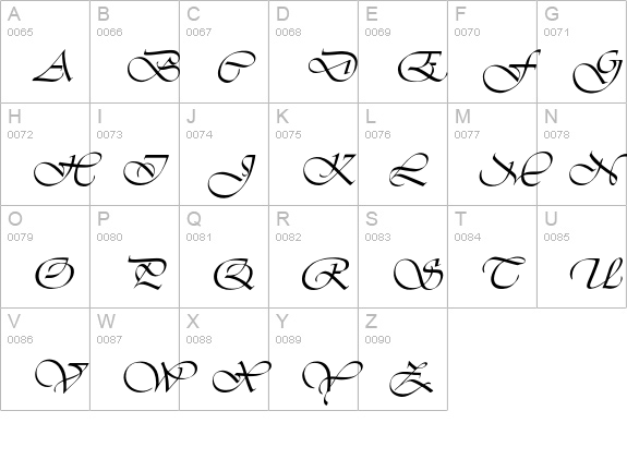 VivaldiICG uppercase A-Z preview