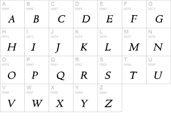 Viviene BoldItalic uppercase A-Z preview