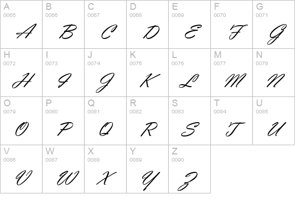 Vladimir Script uppercase A-Z preview