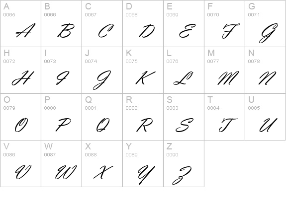 VladimirScriptEF uppercase A-Z preview