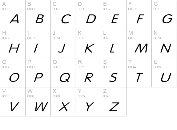 Vogue-Normal Wd Italic uppercase A-Z preview