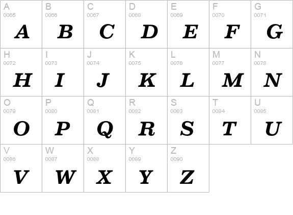 VoltaEF-MediumItalic uppercase A-Z preview