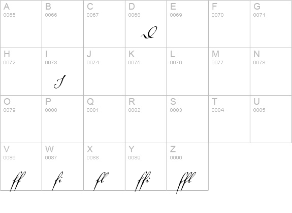 Voluta Script Alternates uppercase A-Z preview