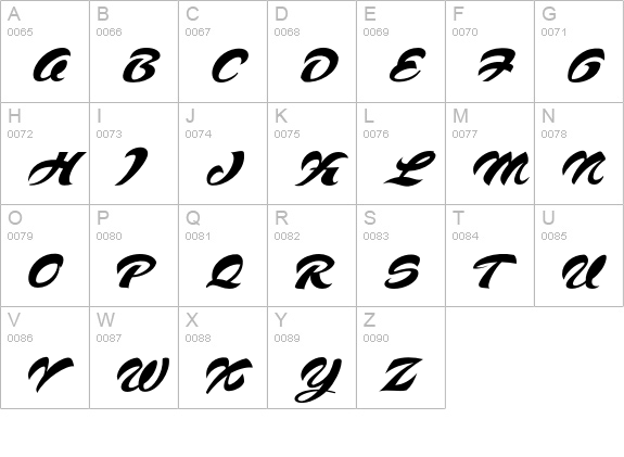 Voodoo Script uppercase A-Z preview