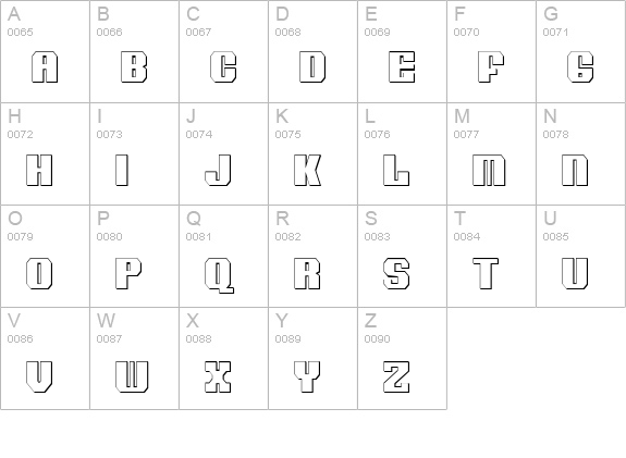 Voortrekker 3D Condensed uppercase A-Z preview