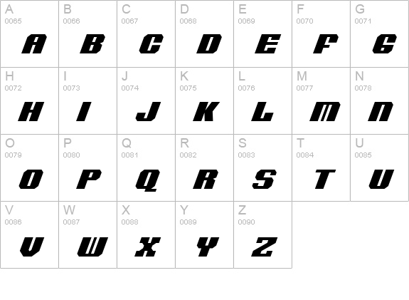 Voortrekker Italic uppercase A-Z preview