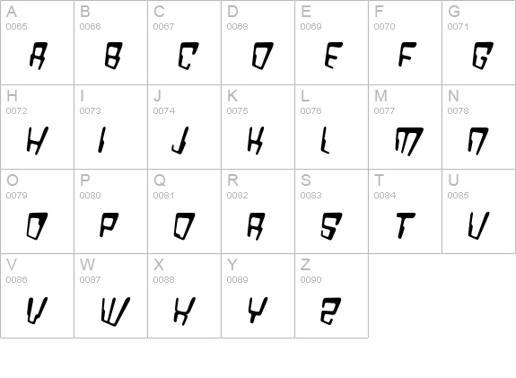 VTC Bad DataTrip Regular Italic uppercase A-Z preview