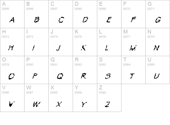 VTC Krinkle-Kut Regular Italic uppercase A-Z preview