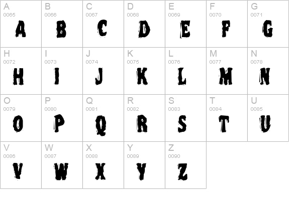 VTC NightOfTheDeadCorruptCaps uppercase A-Z preview