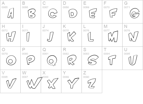 VTC ScreamItLoud Outline uppercase A-Z preview