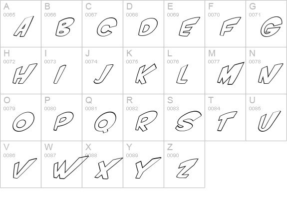 VTC ScreamItLoud Outline Italic uppercase A-Z preview