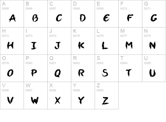 VTCAllSkratchedUpOne uppercase A-Z preview