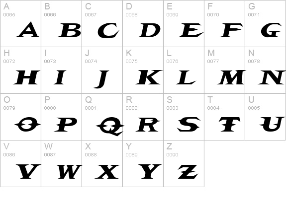 VTCBelialsBladeItalic uppercase A-Z preview