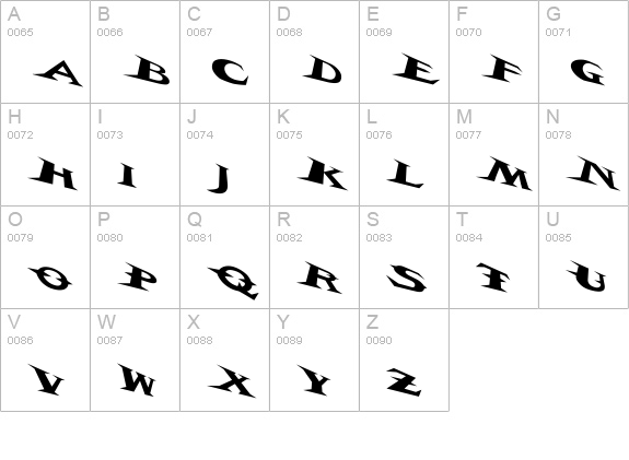 VTCBelialsBladeTricked uppercase A-Z preview