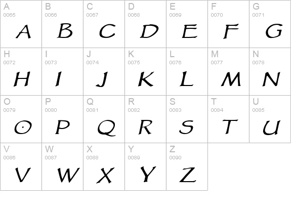 VTCGoblinHandItalic uppercase A-Z preview