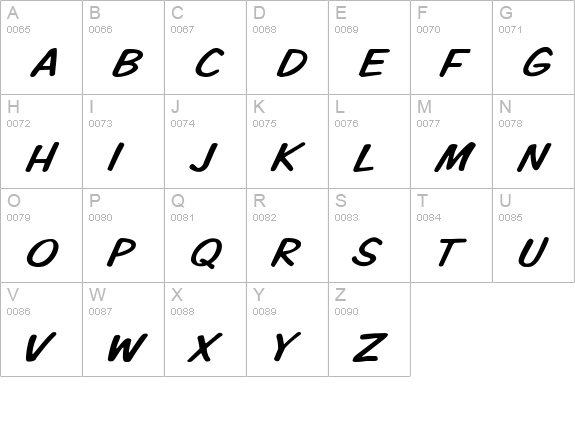VTCKomixationCapsItalic uppercase A-Z preview