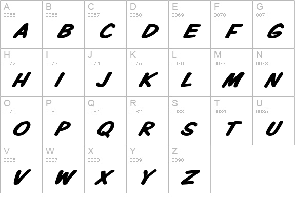 VTCKomixationSCBoldItalic uppercase A-Z preview
