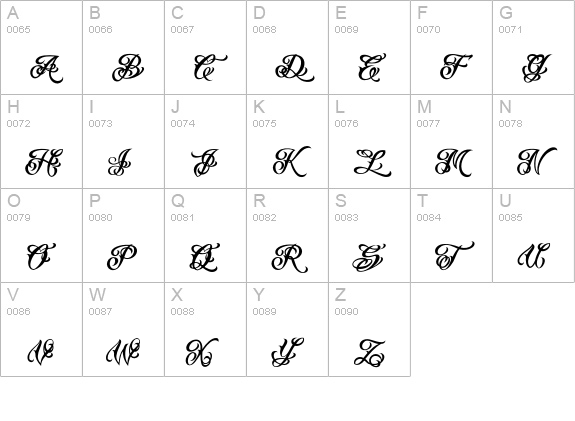 VTCTattooScriptTwo uppercase A-Z preview