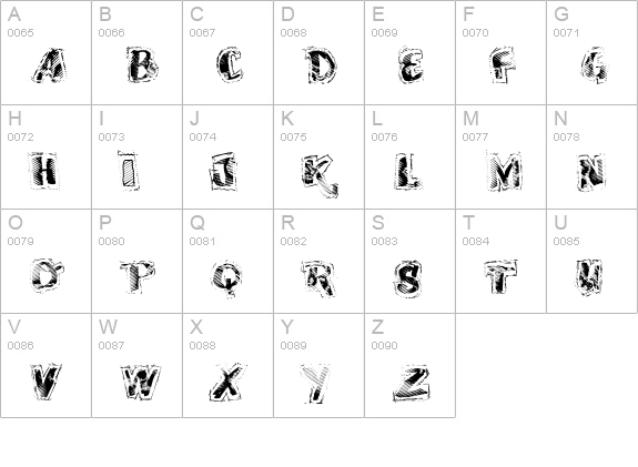 VTKS SCRUBBED uppercase A-Z preview