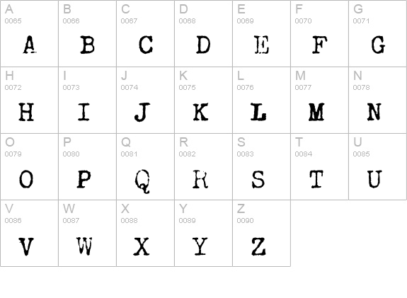 VTypewriter-RemingtonPremiere uppercase A-Z preview