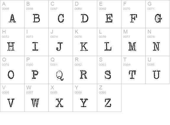 VTypewriter-RoyalDeLuxe uppercase A-Z preview