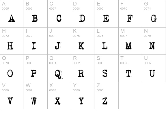 VTypewriter SmithUpright uppercase A-Z preview