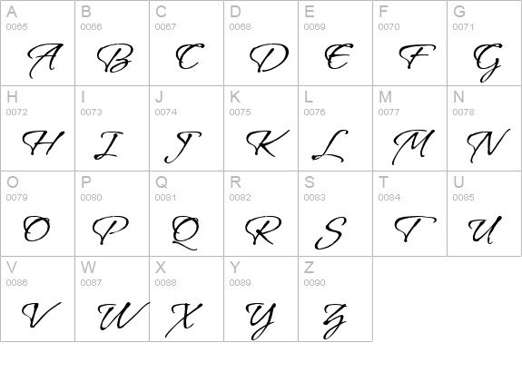Vujahday Script uppercase A-Z preview