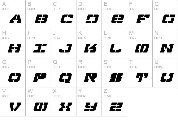 Vyper Bold Expanded Italic uppercase A-Z preview
