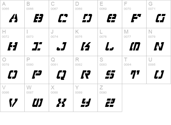 Vyper Condensed Italic uppercase A-Z preview