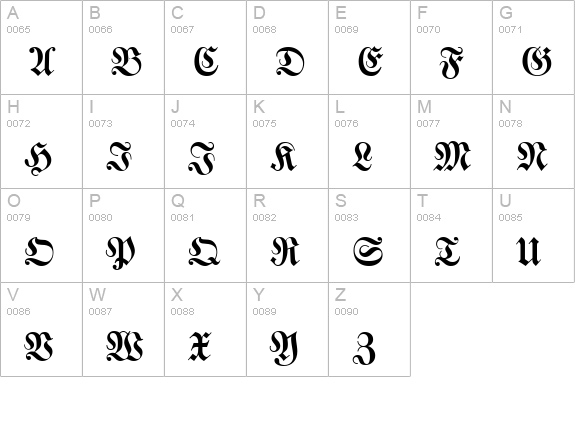 W650-Blackletter-Regular uppercase A-Z preview