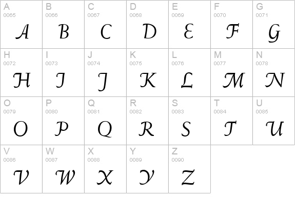 W690-Roman-Italic uppercase A-Z preview
