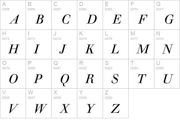 Walbaum Buch Italic uppercase A-Z preview