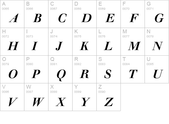Walbaum Buch Medium Italic uppercase A-Z preview